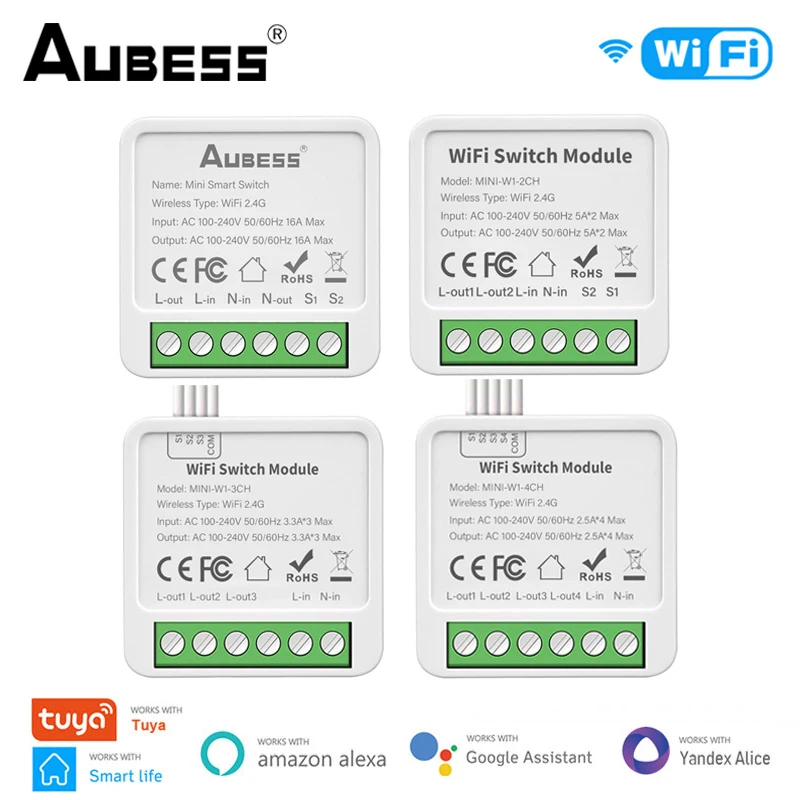 Tuya WiFi Mini DIY Smart Switch 1/2/3/4 Gang 16/10A 2 Way Control Smart Home Automation Module Via Smart Life Alexa Google Home
Tuya WiFi Mini DIY Smart Switch 1/2/3/4 Gang 16/10A 2 Way Control Smart Home Automation Module Via Smart Life Alexa Google Home