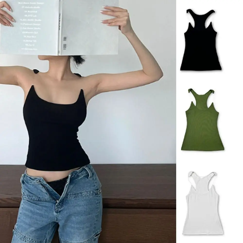 

Breathable Sexy Large U Neck Vest New Skin-friendly Solid Color Sleeveless Crop Top Soft Yoga Sports Sling Vest