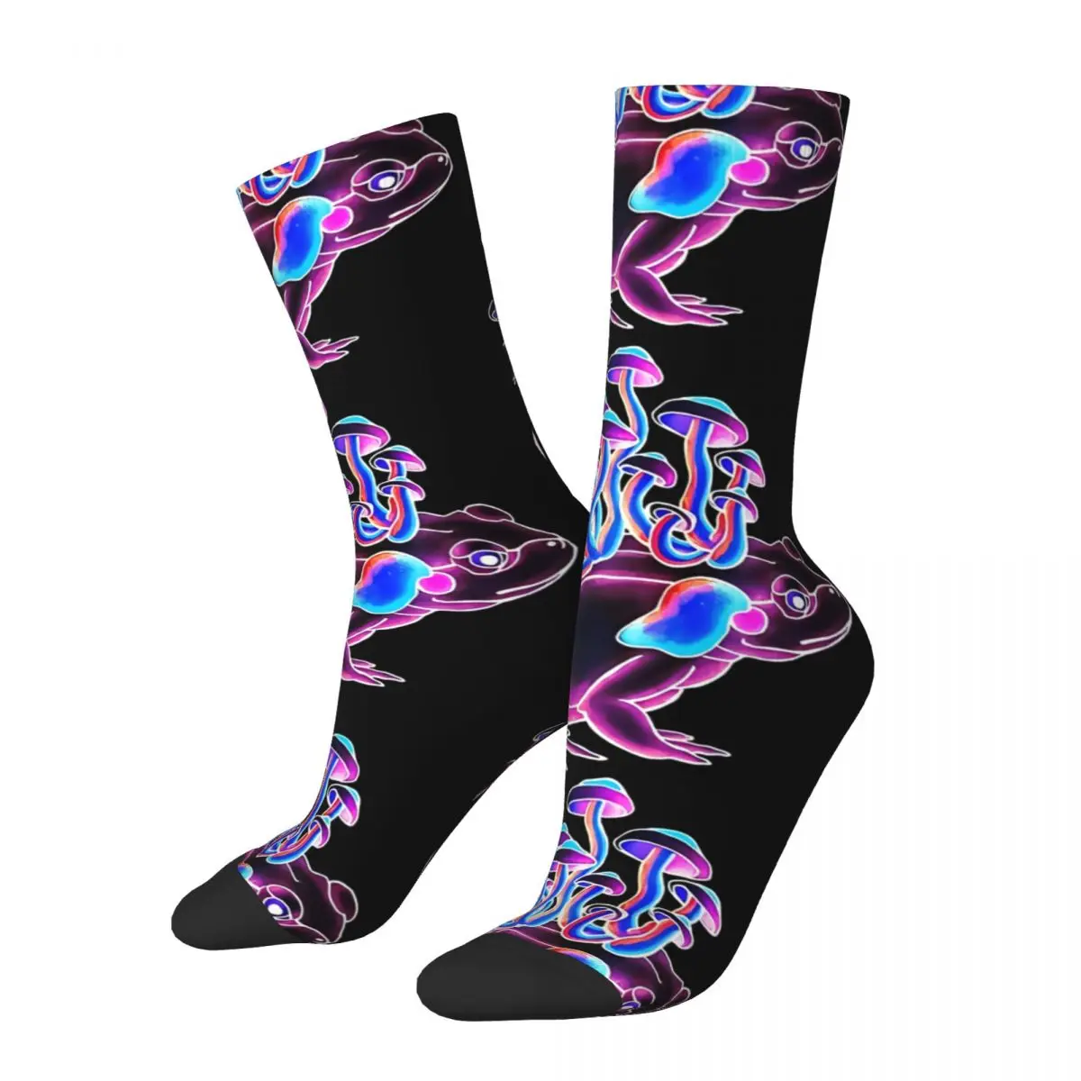 

Neon Psychedelic Mushroom Toad Happy Men's Socks Retro Frog Animal Street Style Crazy Crew Sock Gift Pattern Printed