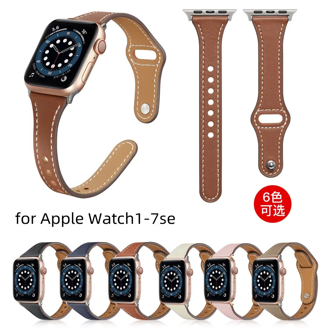 

Slim Thin Leather Watch Strap for IWatch Snap-fastener Watch Straps Bracelet IWatch Ultra Band 49mm 45mm 44mm Watchstraps