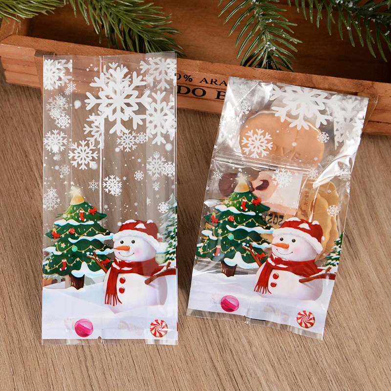 

25/50pcs Merry Christmas Gifts Bags Cartoon Snowman Snowflake Snack Candy Cookie Bags Navidad New Year Christmas Decor Supplies