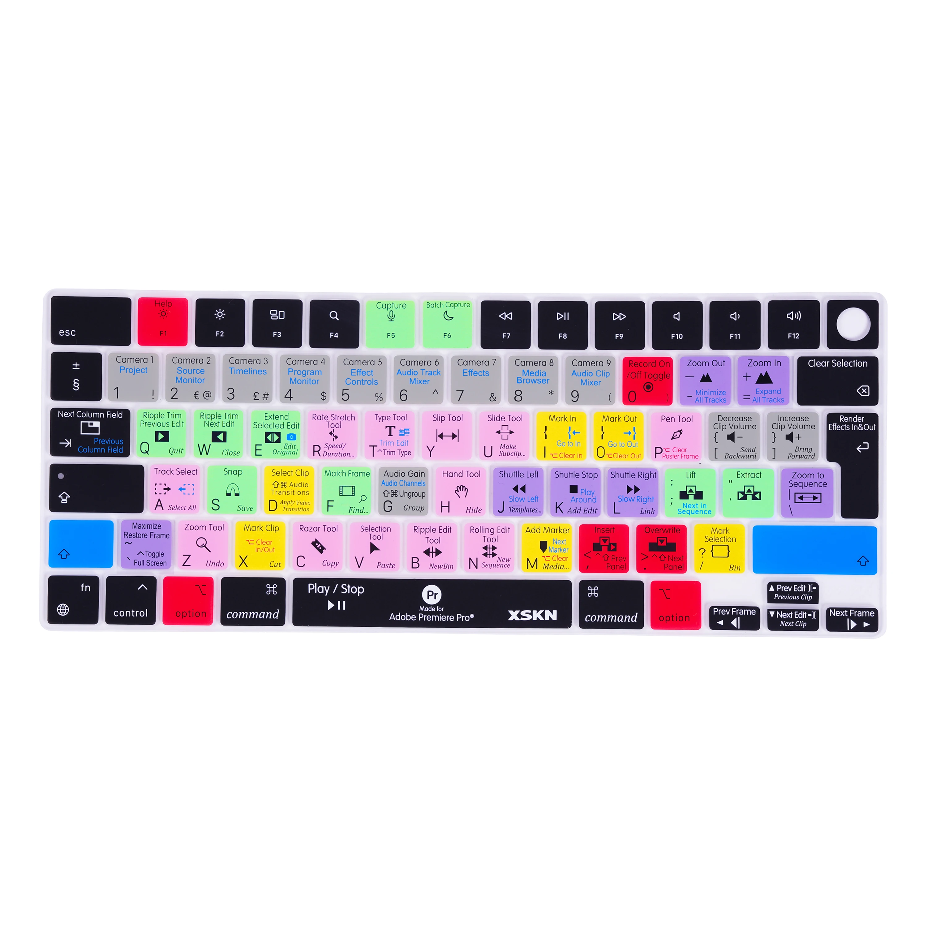 

XSKN US EU Premiere Pro Shortcuts Silicone Keyboard Cover for 2021-2023 Macbook Pro 16.2 Macbook Pro 14.2 with Touch ID M2 M3