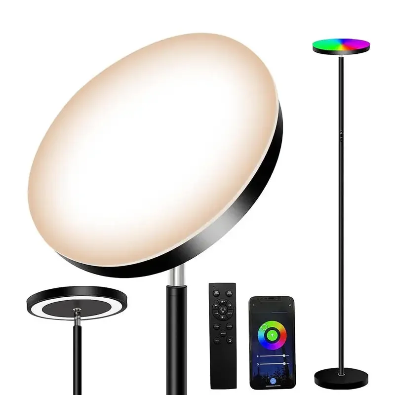 

Stepless Dimming LED RGB Atmosphere Floor Lamp Corner Standing Night Light for Bedroom Living Room App+Button+Remote Control