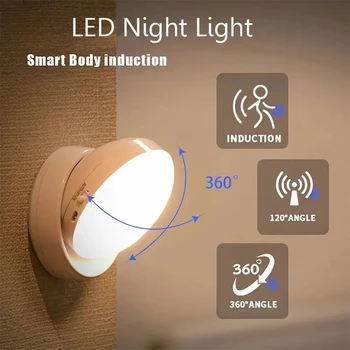 New Xiaomi Light Rotatable Wireless Motion Sensor LED Night USB Rechargeable Bedroom Corridor Bathroom Human Sensor Wall Lamps