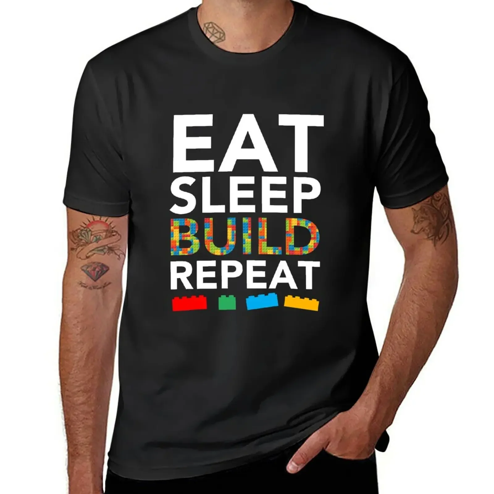 

Eat Sleep Build Repeat Building Blocks Bricks Master Builder T-Shirt plus sizes sublime sports fans black t-shirts for men