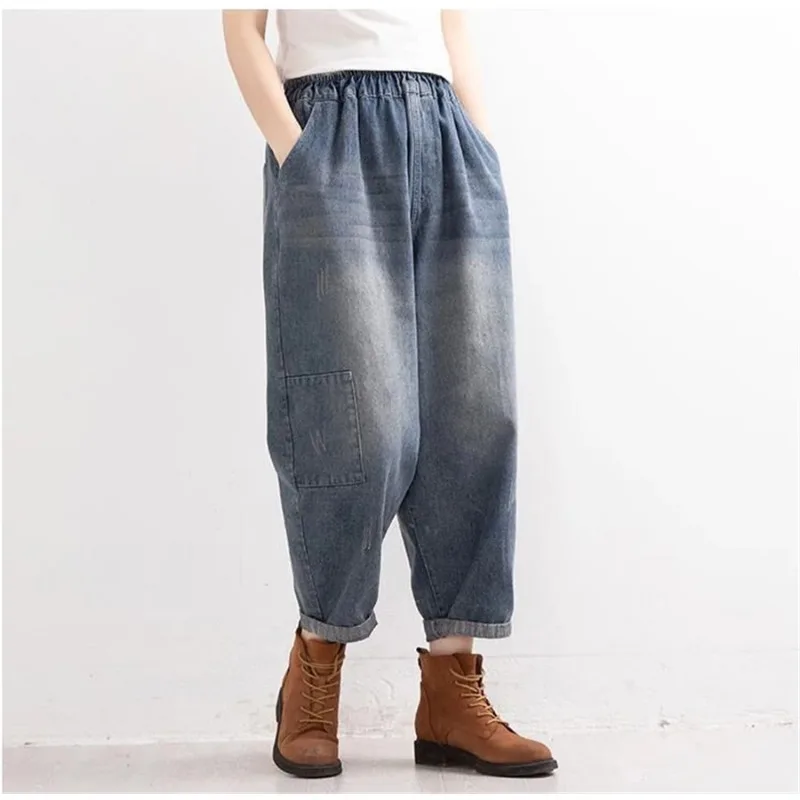 

Streetwear Casual Boyfriend Vaqueros Oversized Ankle-length Pantalones High Waist Baggy Jeans Women Vintage Harem Denim Pants