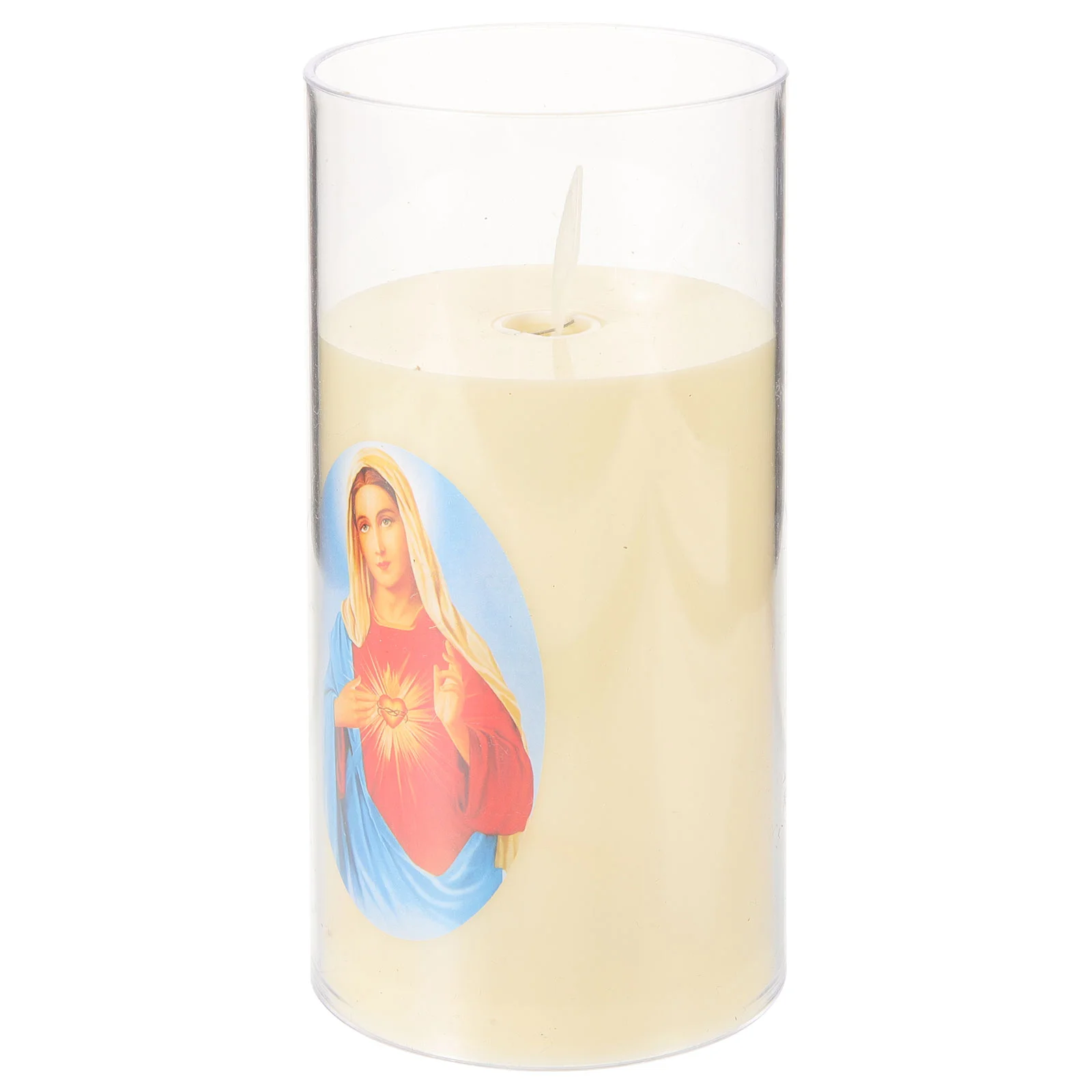 

Operated Candles Catholic Bulk with Flickering Flame Religious Prayer Mary Virgin Glass