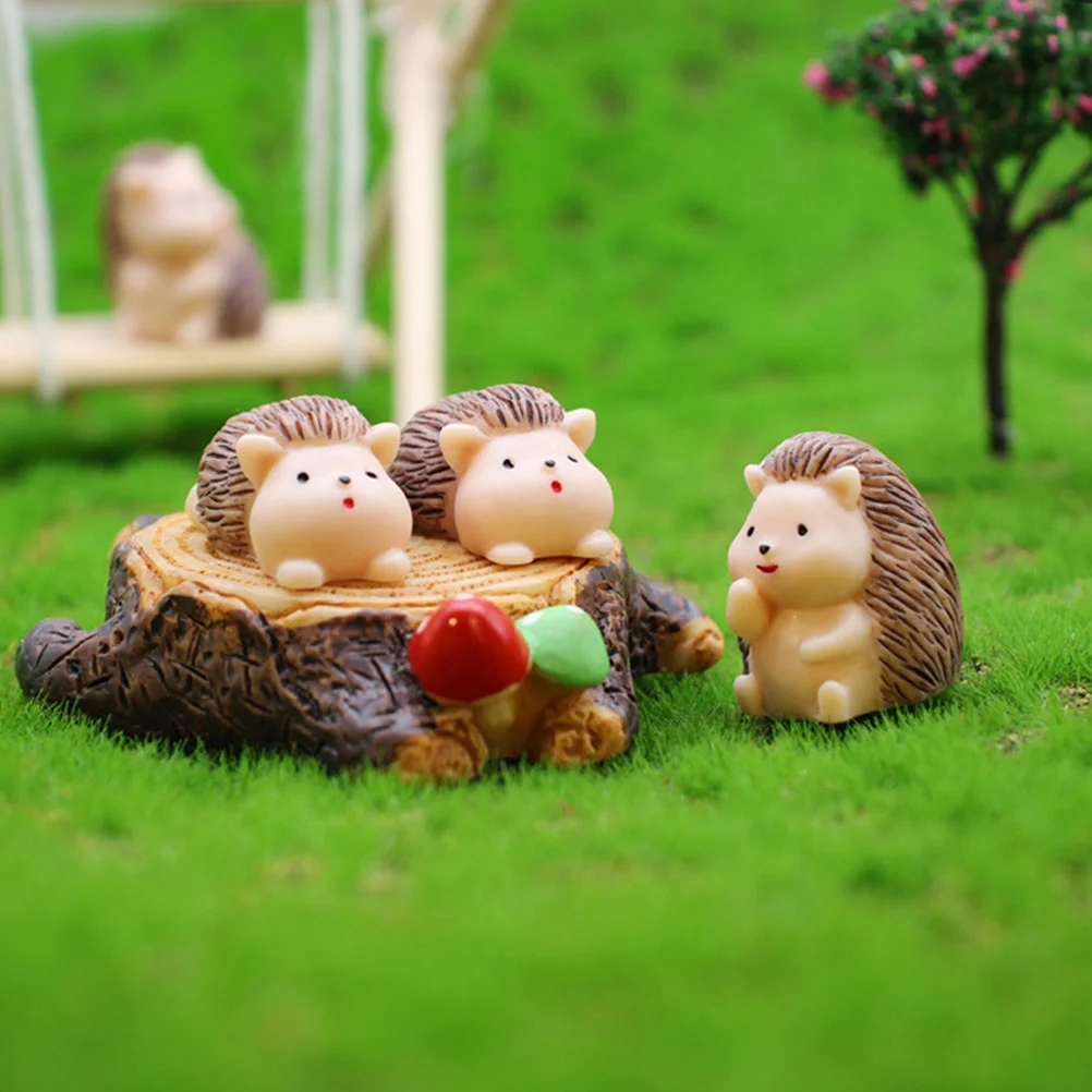 

12 Pcs Mini Simulation Hedgehog Toy Ornament Figurine Figurines Bulk Statue Resin Crafts Yard Decors Miniature for