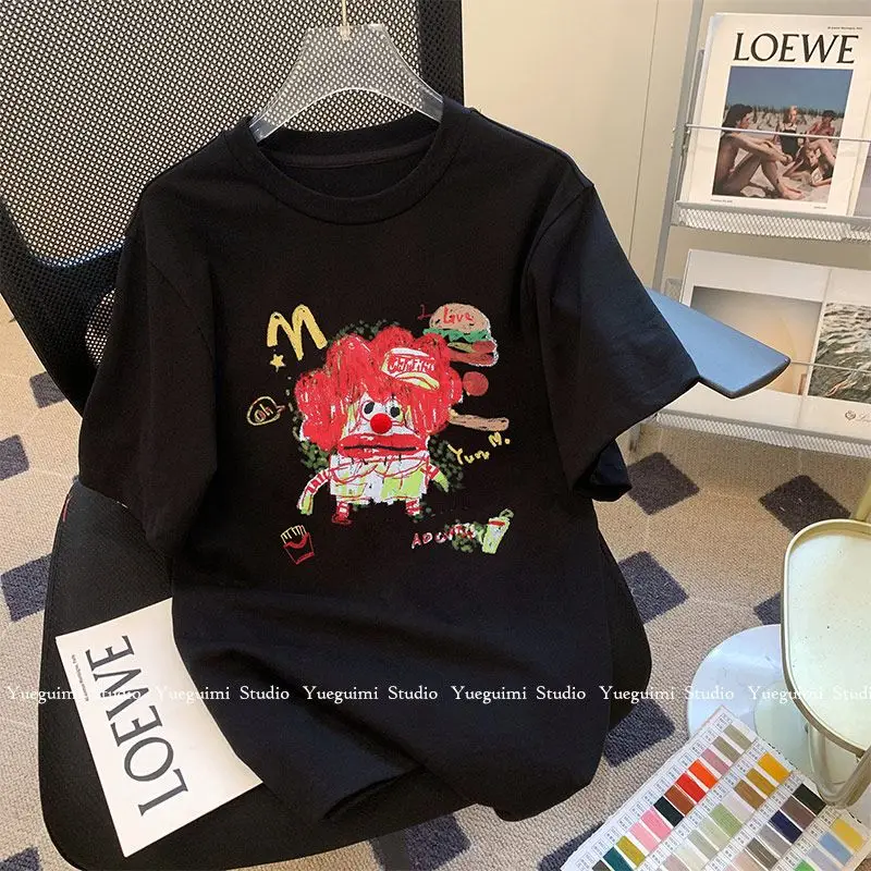 Футболка женская с коротким рукавом и принтом граффити, Свободный Повседневный Топ из чистого хлопка, Винтажная футболка с графическим принтом, кавайная одежда, лето 2024
Футболка женская с коротким рукавом и принтом граффити, Свободный Повседневный Топ из чистого хлопка, Винтажная футболка с графическим принтом, кавайная одежда, лето 2024