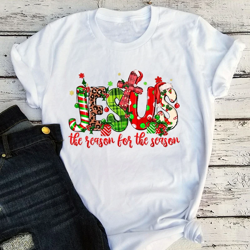 

Футболка с Иисусом Рождественский Христианский подарок Рождество Иисус цитаты женская одежда Религиозная Христианская Рождественская вера рубашка