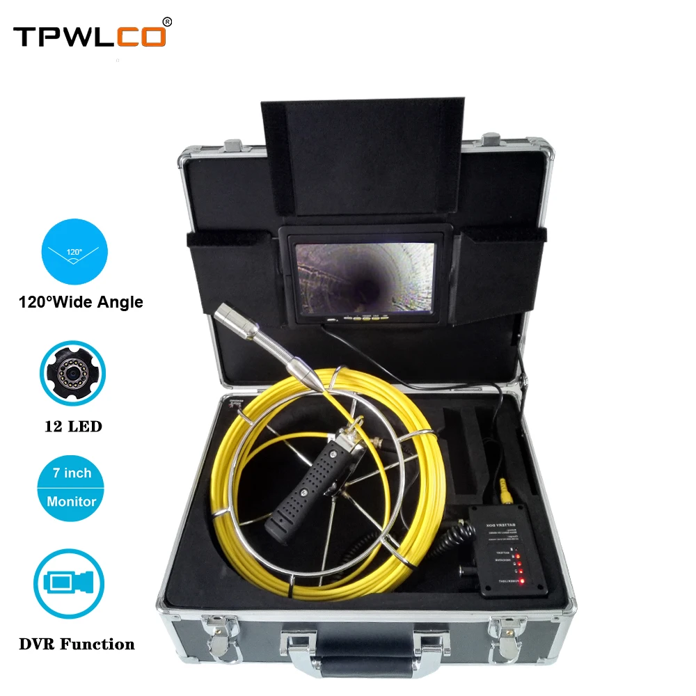 

20-50M Cable Sewer Inspection Video Camera,23mm Waterproof Drain Pipe Industrial Endoscope System 7inch Monitor with 8GB Card