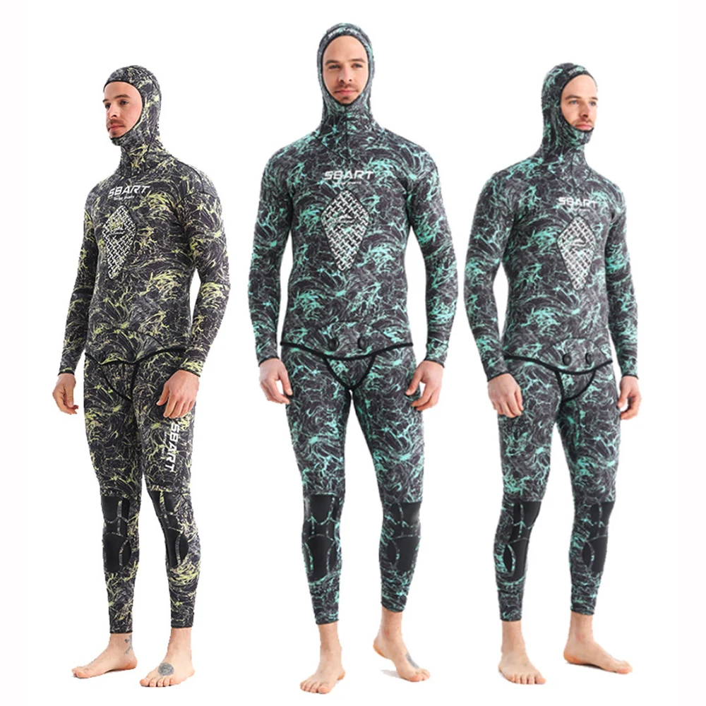 New 1.5mm/3mm Neoprene Men's Diving Suit Split Hooded Camo Two Piece Warm Underwater Hunting Surfing Swimming Diving Suit 2023
New 1.5mm/3mm Neoprene Men's Diving Suit Split Hooded Camo Two Piece Warm Underwater Hunting Surfing Swimming Diving Suit 2023