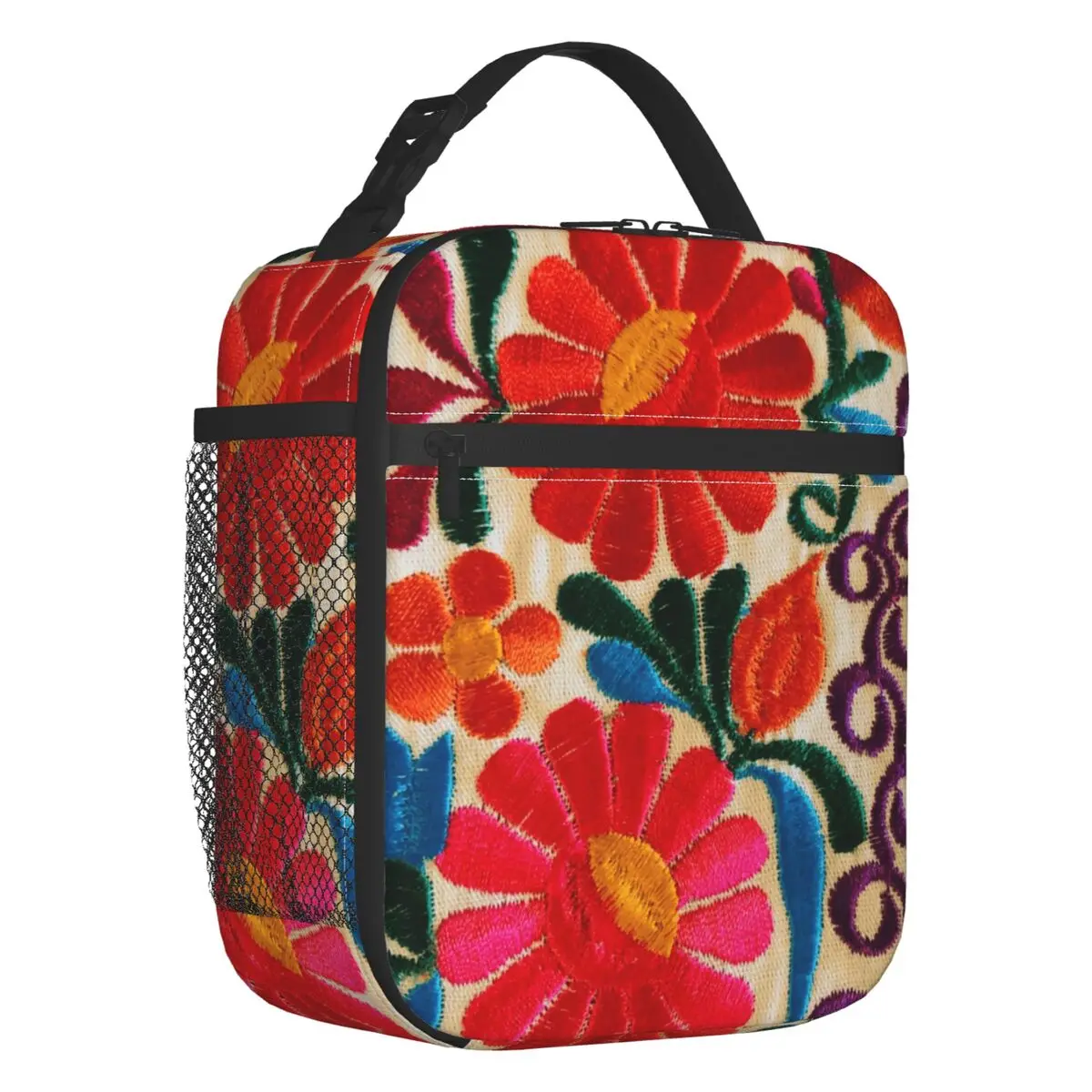 Mexican Flowers Embroidery Art Insulated Lunch Bag School Textile Floral Folk Portable Thermal Cooler Lunch Box Women Children
Mexican Flowers Embroidery Art Insulated Lunch Bag School Textile Floral Folk Portable Thermal Cooler Lunch Box Women Children