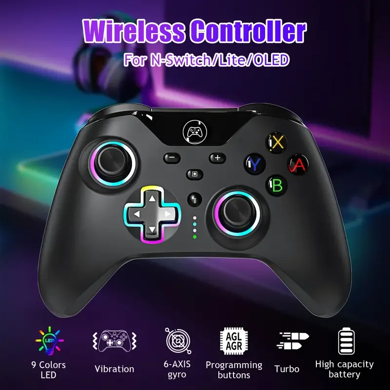 

Pro Controller Wireless Gamepade Support Wake-Up Turbo Motion Control Double Vibration Motion Controllers For Switch/OLED/Lite