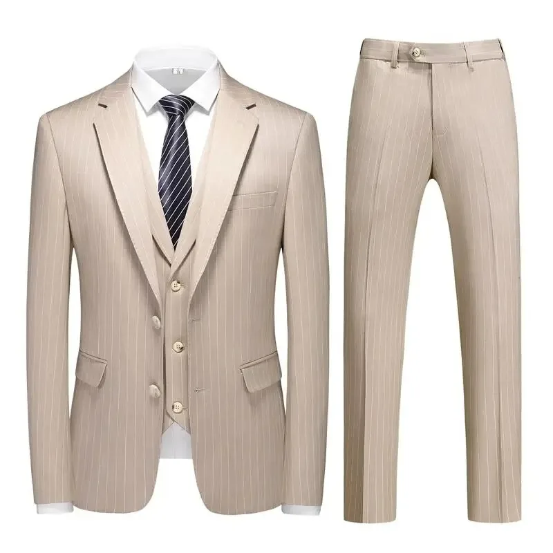 

Мужские классические клетчатые костюмы (пиджак + жилет + брюки), смокинг, Свадебный костюм, комплект из трех предметов, мужской официальный повседневный костюм, одежда для выпускного вечера