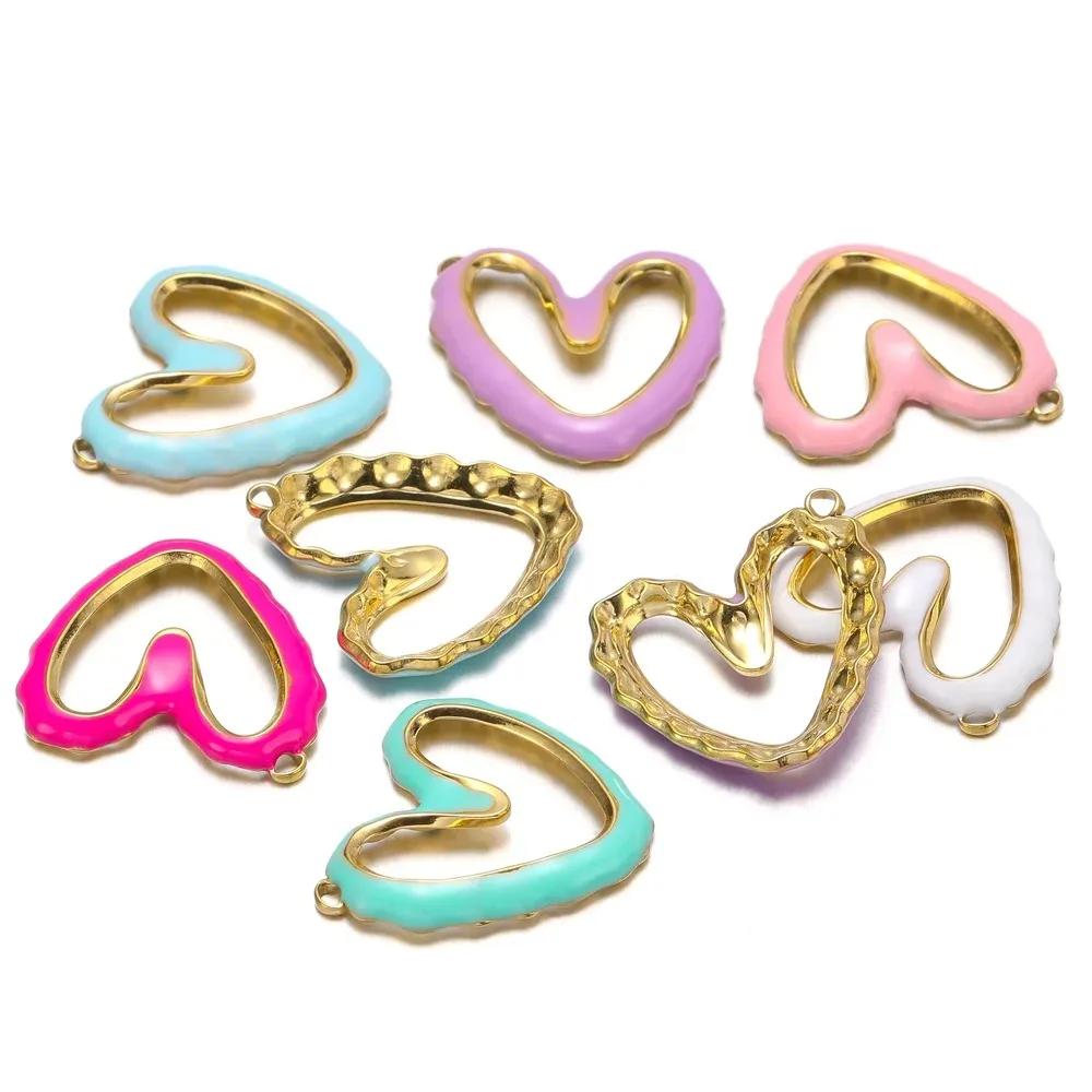 

5-10pcs Stainless Steel Enamel Heart Charms Pendants for DIY Jewelry Making Findings Necklace Supplies Drop Earrings Accessories
