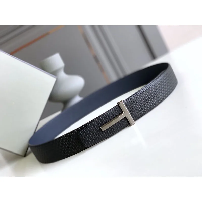 

T Pattern Leather Band Belt Male Luxury Top Reversible Faces Formale Business Men Waist Wearing Classical Simple Italian Style