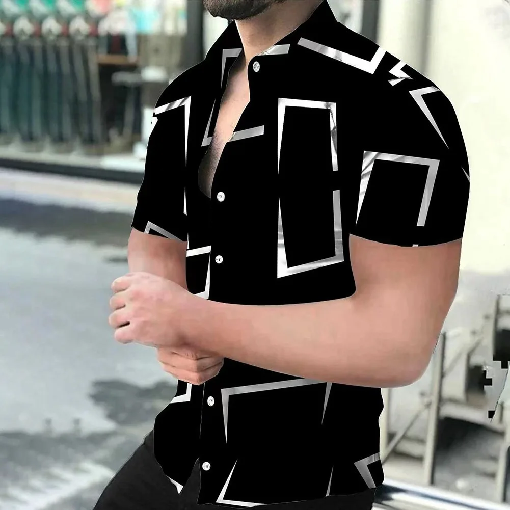 

Пляжные рубашки с геометрическим 3D-принтом, Гавайские рубашки с короткими рукавами, мужские блузы, рубашка с графическим рисунком, футболка с изображением Кубы, мужская одежда