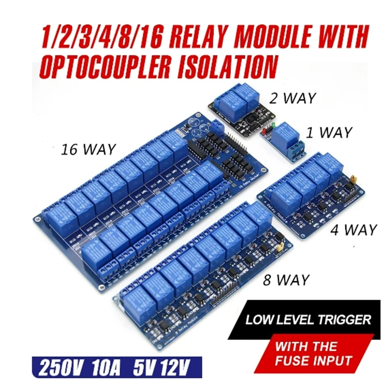 

5V 12V 1 2 4 6 8 channel relay module with optocoupler. Relay Output 1 2 4 6 8 way relay module for arduino In stock