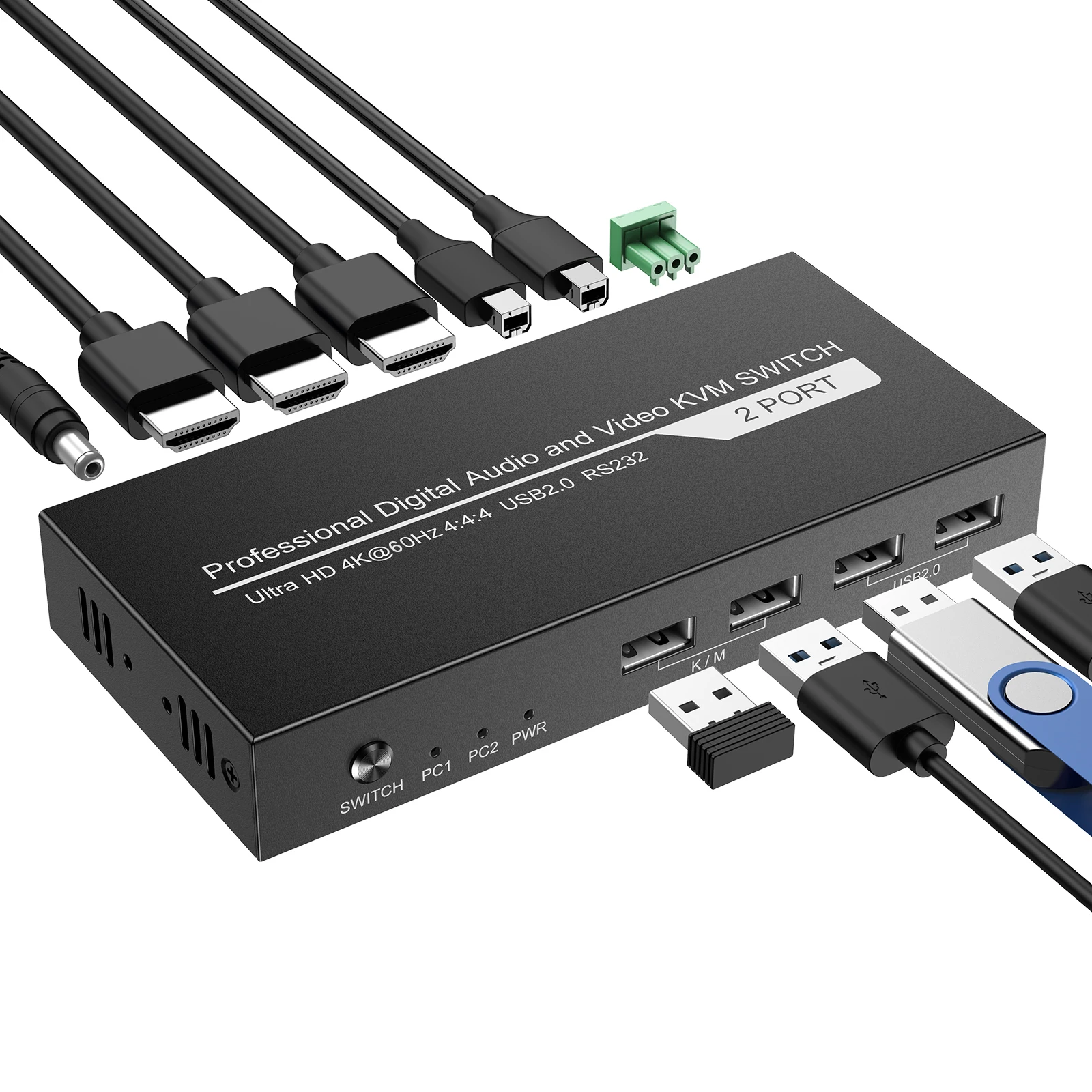 4K60hz HD MI 2 Port USB2.0 KVM Switch for PC 2 in 1 out Computer keyboard mouse Switch Support Hotkey & RS232 for Printer U disk
4K60hz HD MI 2 Port USB2.0 KVM Switch for PC 2 in 1 out Computer keyboard mouse Switch Support Hotkey & RS232 for Printer U disk