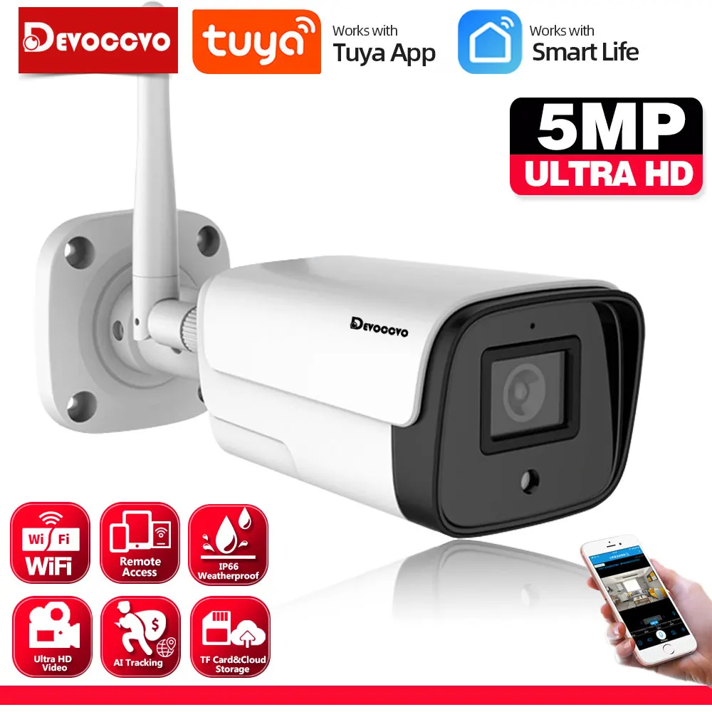 

Беспроводная цилиндрическая IP-камера видеонаблюдения с поддержкой Wi-Fi, 5 Мп