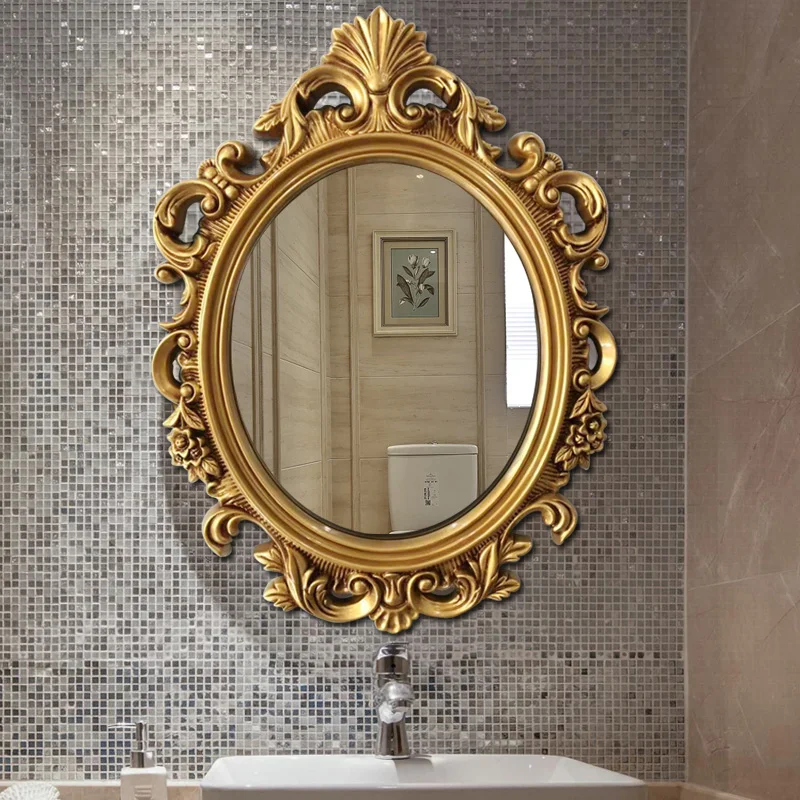 

Oval Wall Mounted Bathroom Mirror Border Luxury Makeup Irregular Bathroom Mirror Shower Frame Espelho Para Banheiro Furnitures