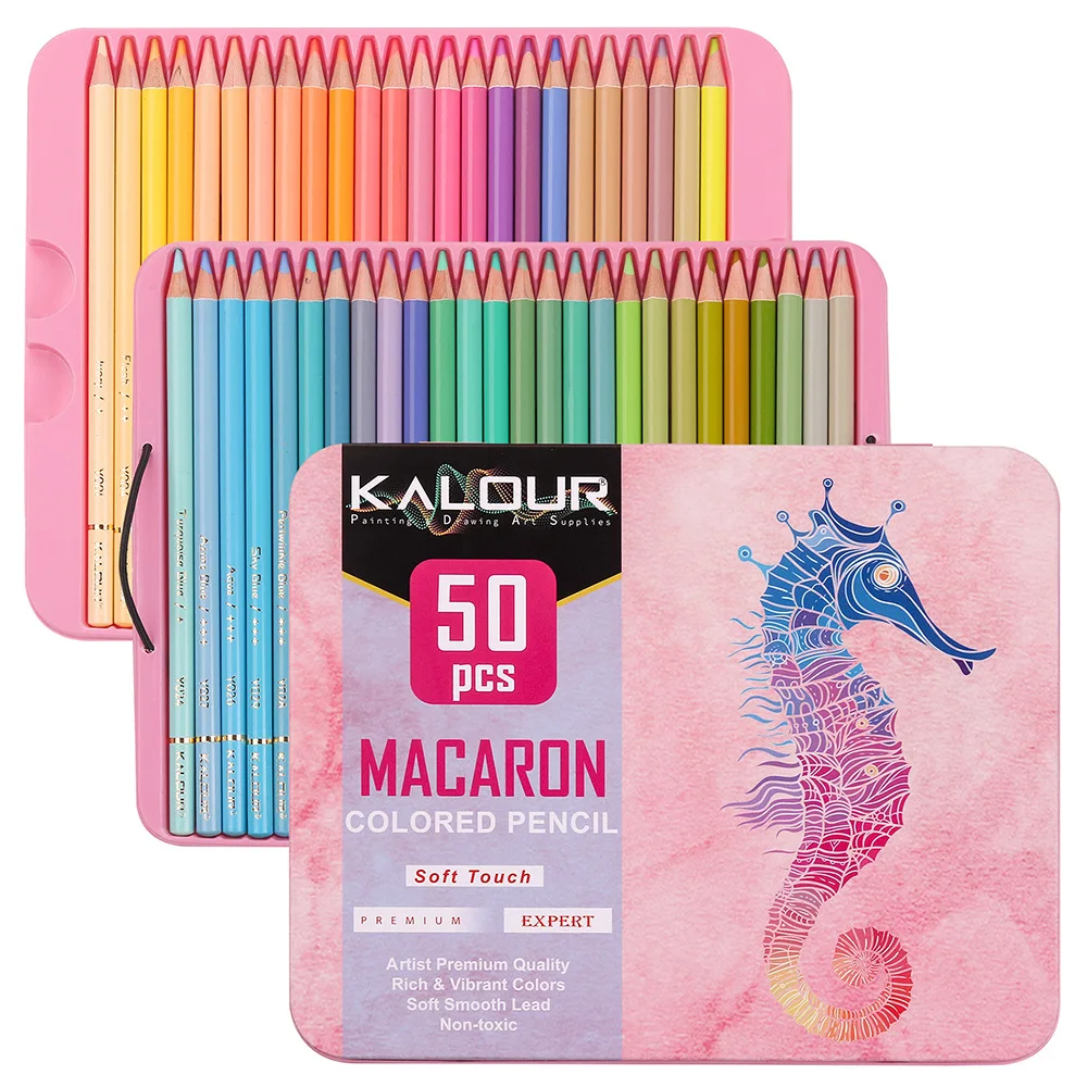 

KALOUR 50 Colored Pencil Set Fit for Blending Mixing Layering Shade Oil/Metal/Macaron Gift Box School Gadgets Drawing Supplies
