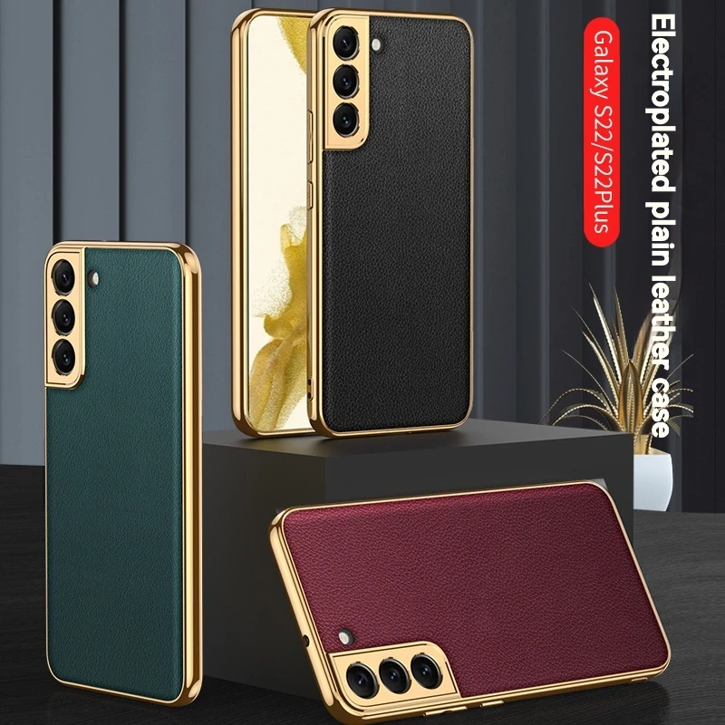 S22 S22 Plus Phone Case Solid Color Leather Mobile Phone Case for Samsung S22plus S22 Plating Simple Protection Case
S22 S22 Plus Phone Case Solid Color Leather Mobile Phone Case for Samsung S22plus S22 Plating Simple Protection Case