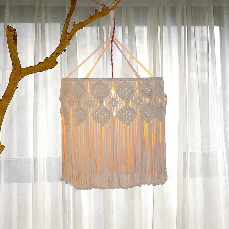 

Hand-woven Home Cotton Rope Lampshade Long Tassel Bedroom Chandelier Lampshade home hanging decoration wall decoration tapestry