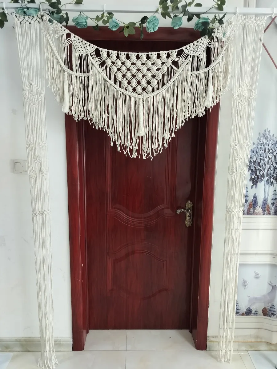 Large Macrame Arch Curtain - Boho Wedding Backdrop 1 Sa271ecf7bffc4adfa99a51297607ecebd