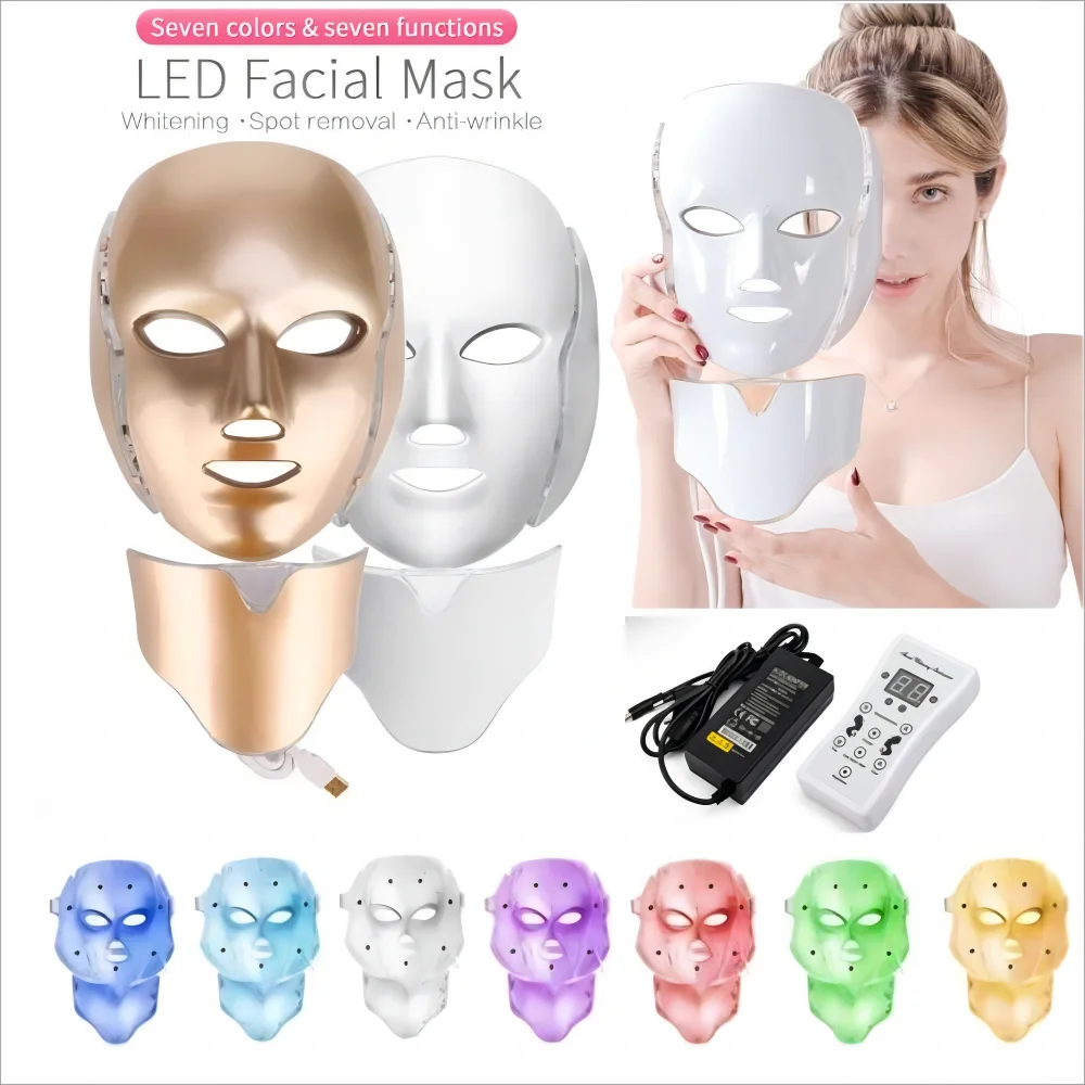 

LED masque 7 couleurs traitement de la lumière masque anti - acné blanchiment rouge traitement de la lumière masque beauté de