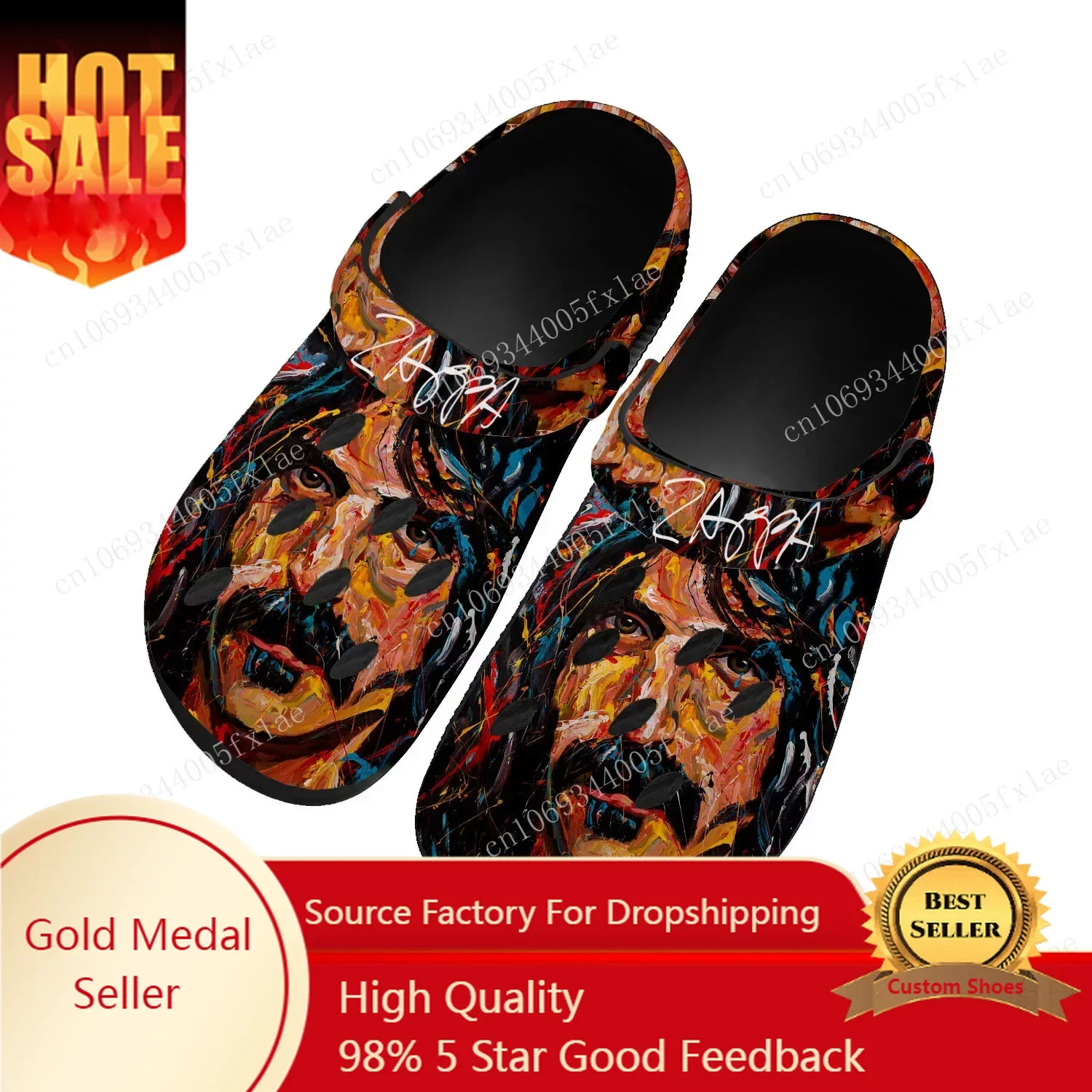 

Frank Zappa Rock Music Home Clogs Custom Water Shoes Mens Womens Teenager Shoe Garden Clog Breathable Beach Hole Slippers Black