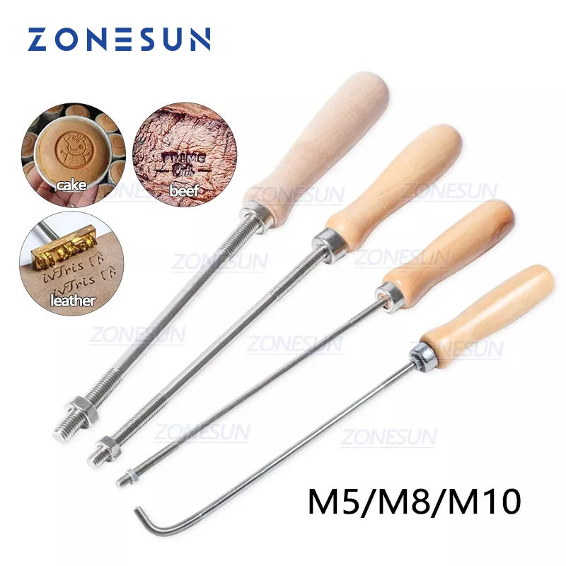 

ZONESUN 5/8/10mm Wood Handle For Custom Metal Logo Stamp Food Cake Cookie Branding Iron Leather Wood Burning Mold Stamping Tool