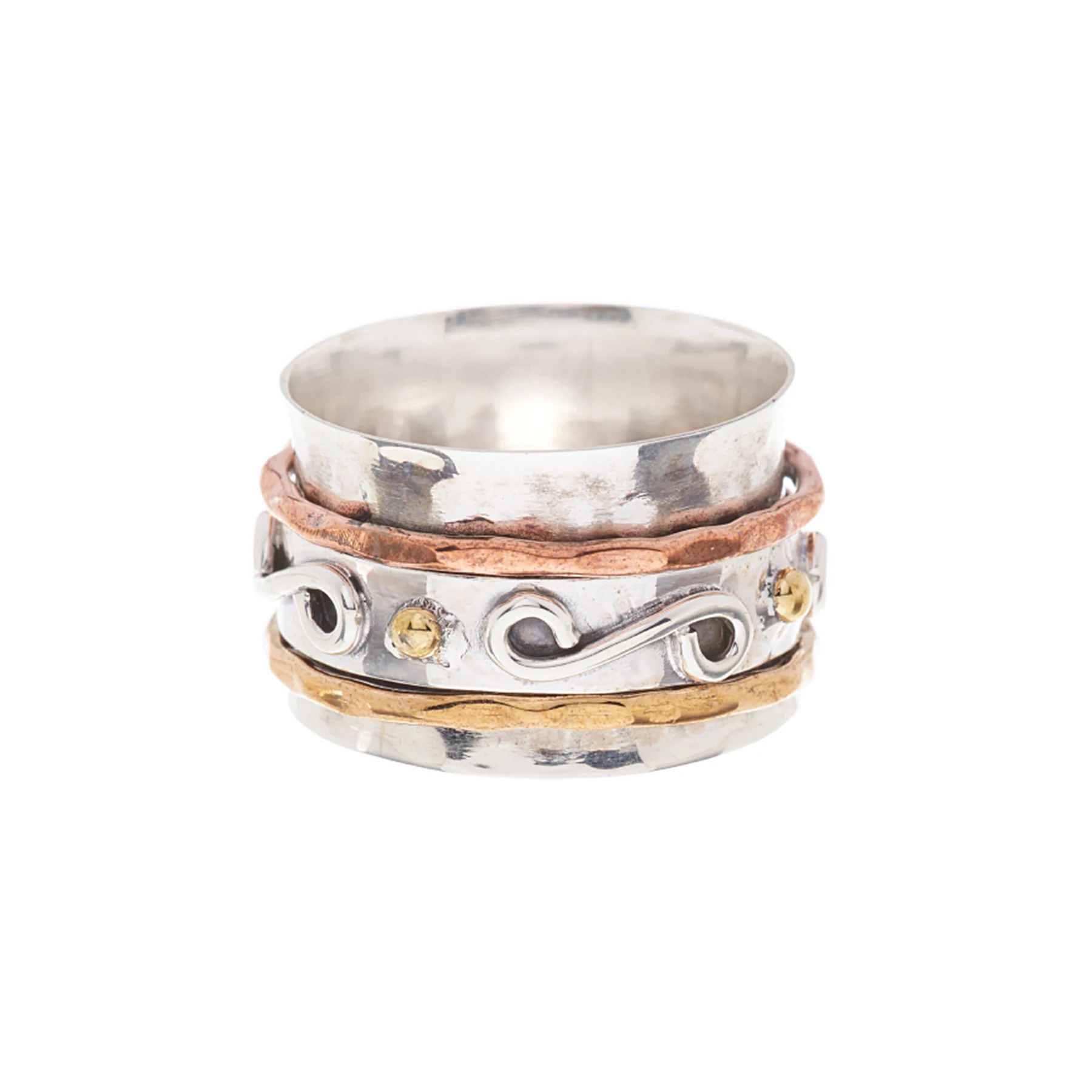 

Handmade Tri-Tone Engraved Spinner Ring Fashion Spinner Ring for Women