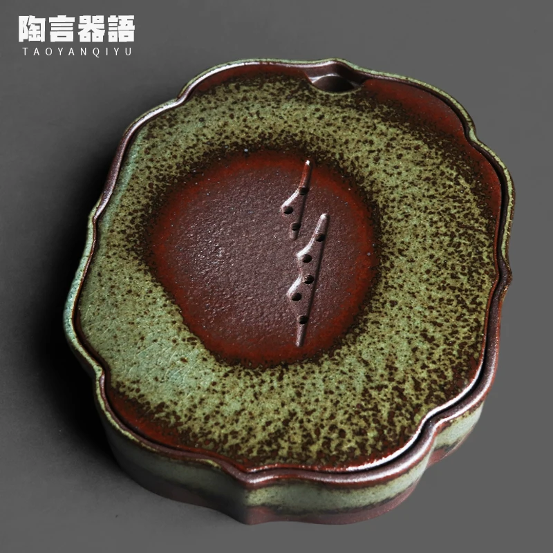 

Kiln change fire marks glaze mountains Begonia pot bearing water storage design retro rough pottery Kung Fu tea ceremony accesso