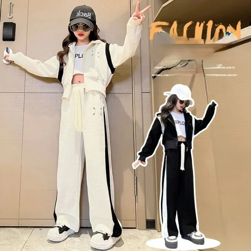 Spring Autumn Girls Contrast Striped Full Zip Sweatshirt Jacket+Drawstring Sweatpant School Kids Tracksuit Child Outfit 5-16Yrs 
Spring Autumn Girls Contrast Striped Full Zip Sweatshirt Jacket+Drawstring Sweatpant School Kids Tracksuit Child Outfit 5-16Yrs