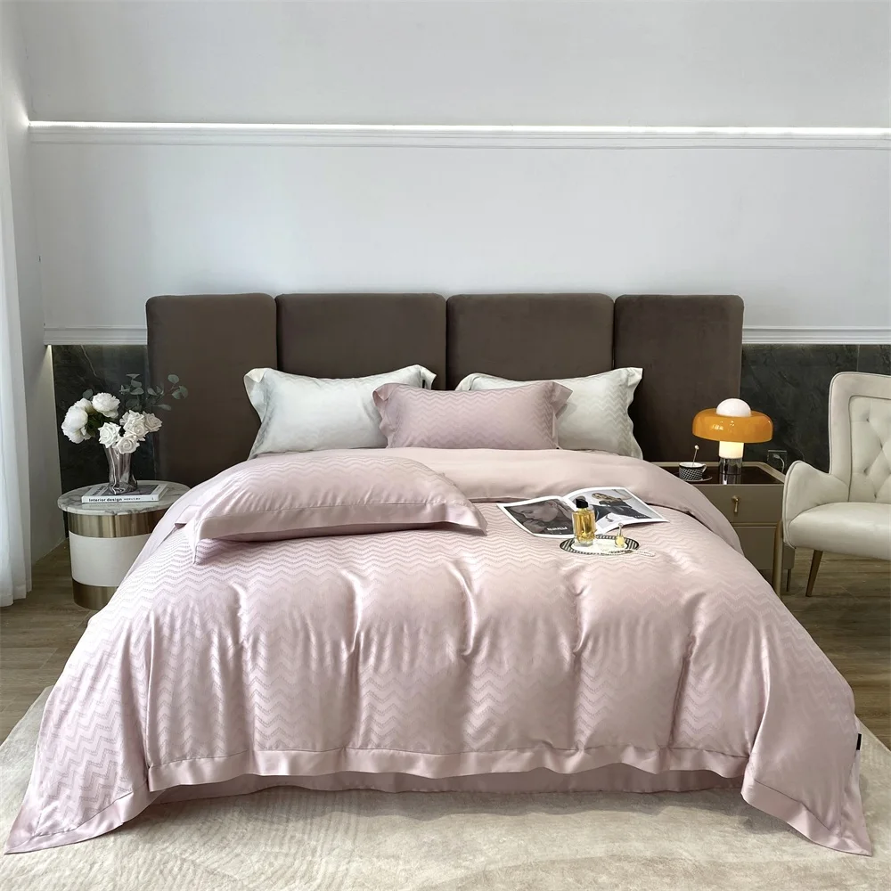 Home textile jacquard lyocell tencel fabric sheets set king size duvet cover set bedding
Home textile jacquard lyocell tencel fabric sheets set king size duvet cover set bedding