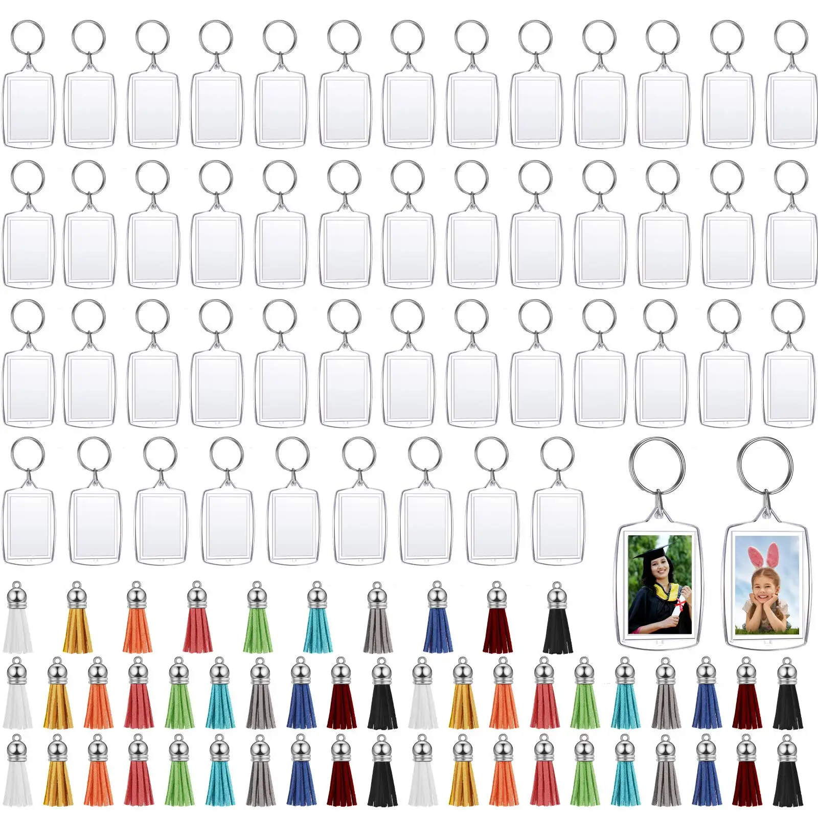 50/100Pcs DIY Acrylic Photo Frame Keychain with Tassels Snap-In Custom Insert Photo Acrylic Blank Double Sided Picture Holder 
50/100Pcs DIY Acrylic Photo Frame Keychain with Tassels Snap-In Custom Insert Photo Acrylic Blank Double Sided Picture Holder