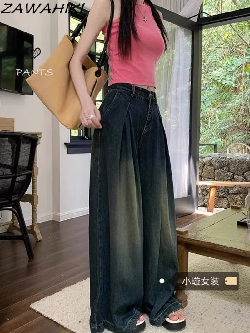 Chic Designed Vintage Solid Color Women Jeans Summer High Waist Straight Loose Wide Leg Pleated Y2K Aesthetic Denim Pants Mujer
Chic Designed Vintage Solid Color Women Jeans Summer High Waist Straight Loose Wide Leg Pleated Y2K Aesthetic Denim Pants Mujer