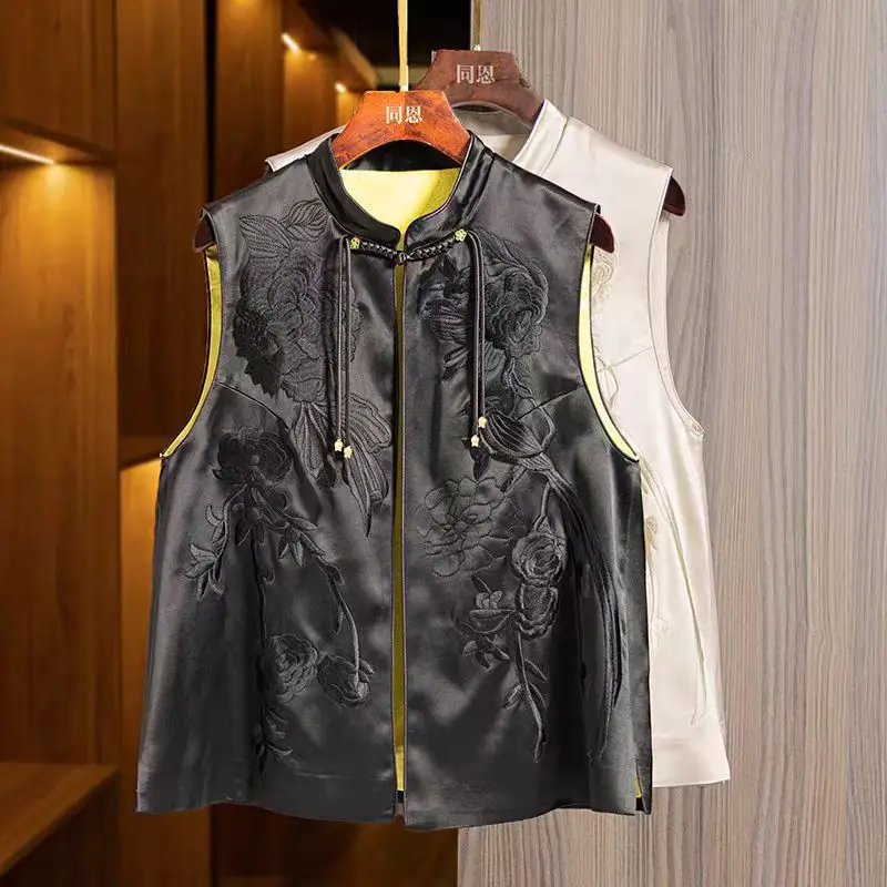 

New Chinese Stylish Womens Vest embroidery Sleeveless jacket Waistcoat Tassel women vest