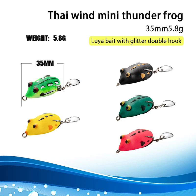 Small Thunderfrog 35mm 5.8g Road Lure With Sequins Rabbit Frog Thai Style Mini Thunderfrog Double Hook False Bait
Small Thunderfrog 35mm 5.8g Road Lure With Sequins Rabbit Frog Thai Style Mini Thunderfrog Double Hook False Bait