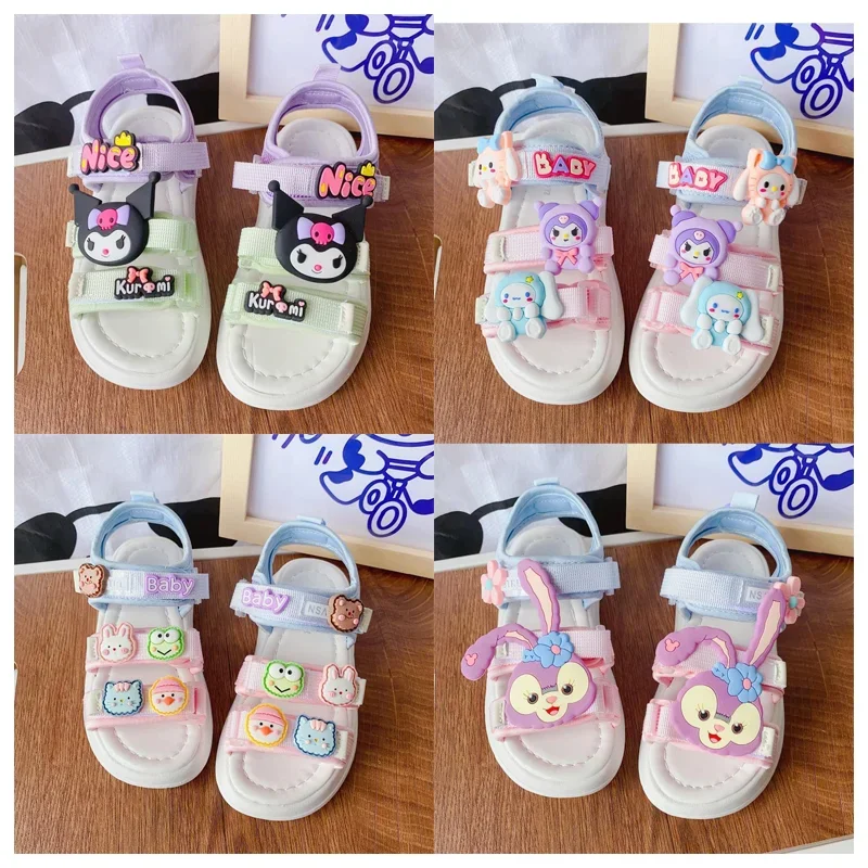 

Kawaii аниме Sanrios Kuromi My Melody Cinnamoroll Модель Куклы для девочек летние сандалии мультфильм Нескользящая обувь принцессы подарок для детей