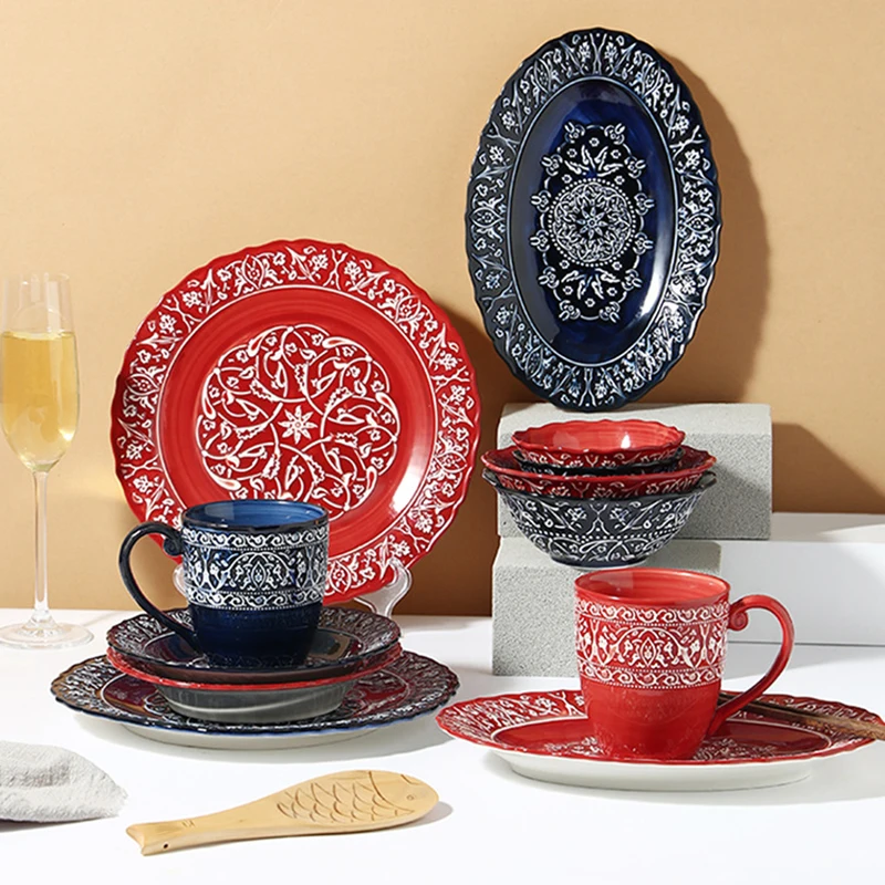 Bohemian Ceramic Tableware Dishes Northern European Style Retro Western Dishes Light Luxury Embossed Home Plate Kitchen Dishes
Bohemian Ceramic Tableware Dishes Northern European Style Retro Western Dishes Light Luxury Embossed Home Plate Kitchen Dishes
