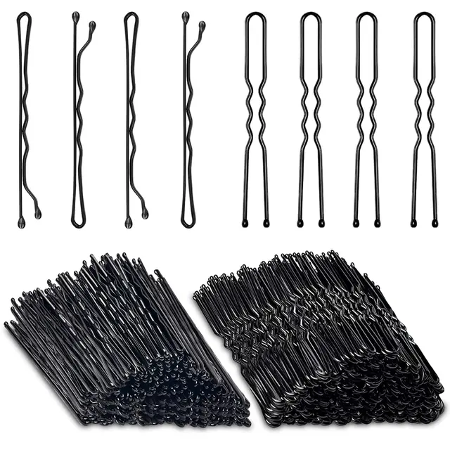 Épingle à cheveux en forme de U pour femme, pinces à cheveux noires, épingle à cheveux ondulée invisible, style de coiffure, pinces à cheveux en métal, cordon de serrage, accessoires pour cheveux 2