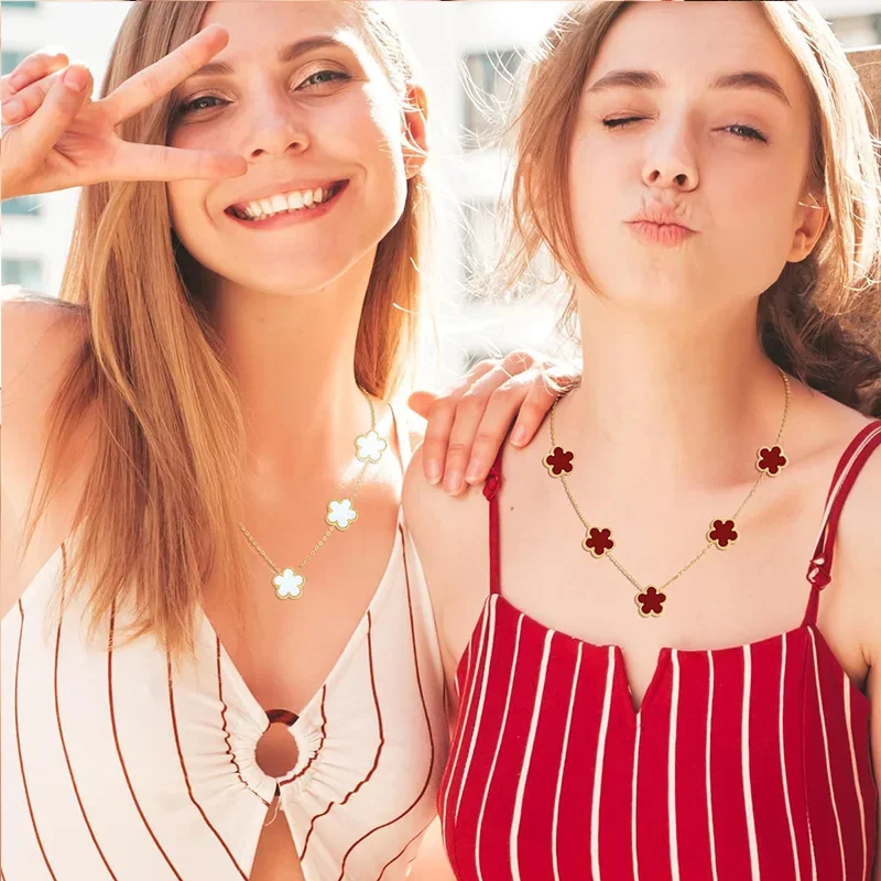 Silver Color Clover Jewelry Set for Women Stainless Steel Hypoallergenic Waterproof Flower Earrings Chain Necklace Bracelet New 16 Mallzona Sa2855ff3fae34ae5abc1f4e465fce80ci Silver Color Clover Jewelry Set for Women Stainless Steel Hypoallergenic Waterproof Flower Earrings Chain Necklace Bracelet New Mallzona