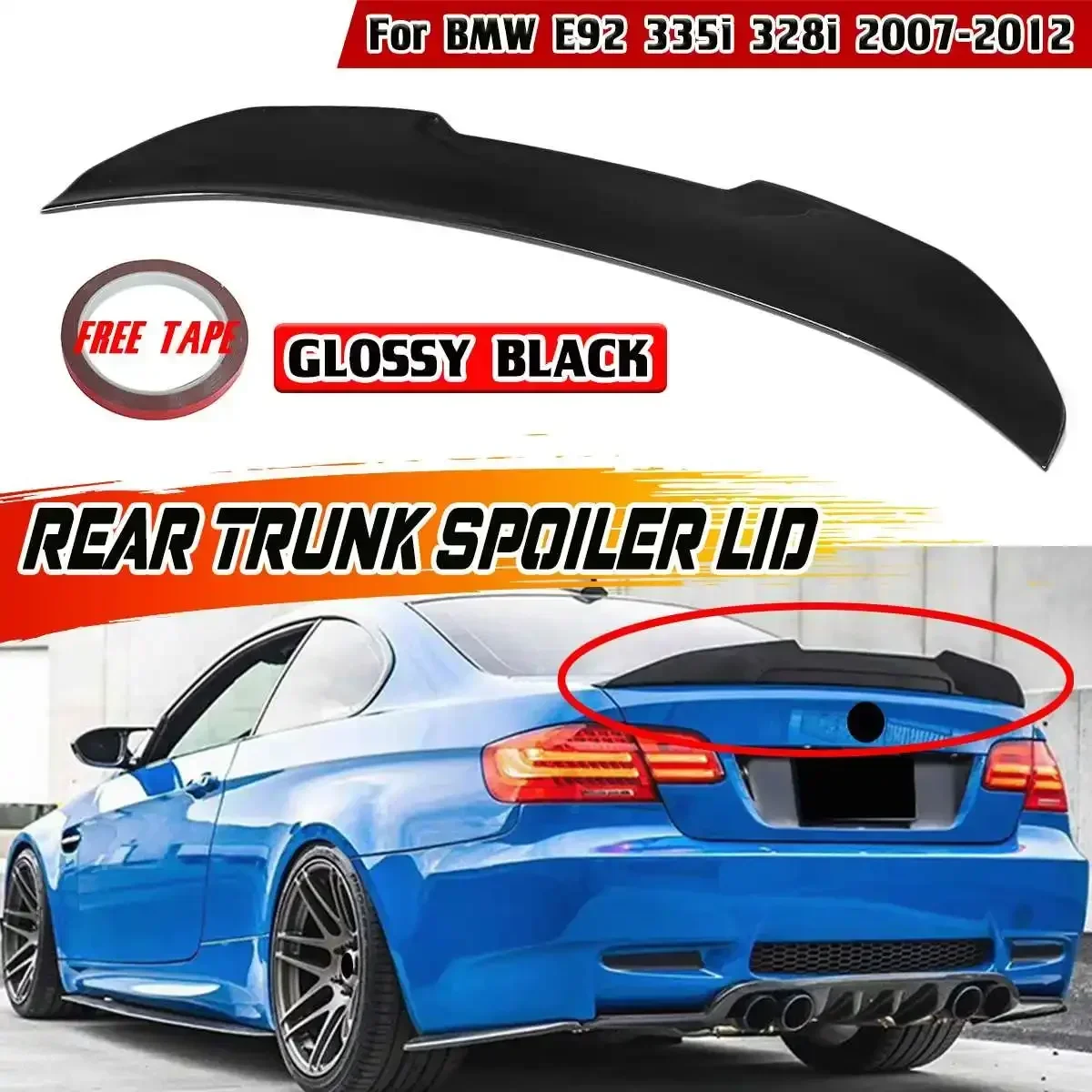 

P/M4/PSM Style Car Rear Trunk Spoiler Wing Lid Extension Wing Lip For BMW E92 M3 2DR Coupe 2007-2013 Car Rear Wing Spoiler Lip