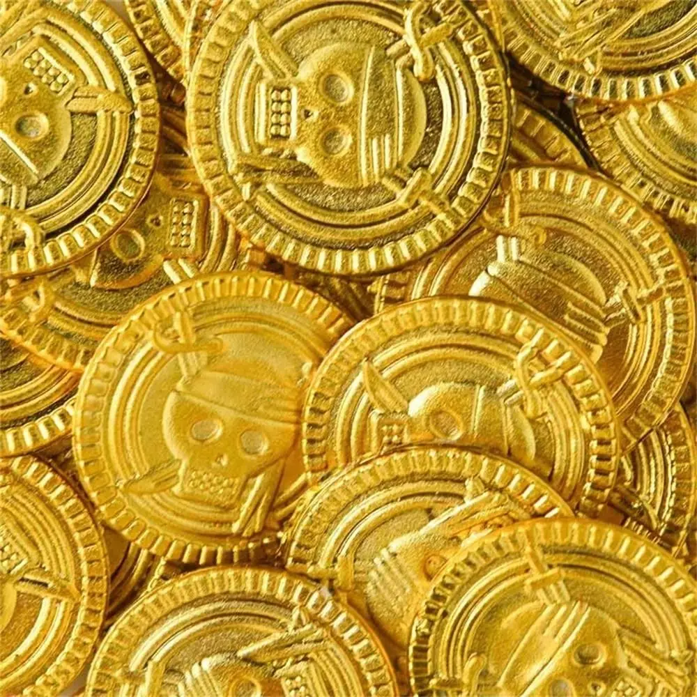 

Game Coin Pirate Gold Coins Gold Sliver Party Decoration Fake Gold Treasure Kid Favor Plastic Halloween Gold Coin