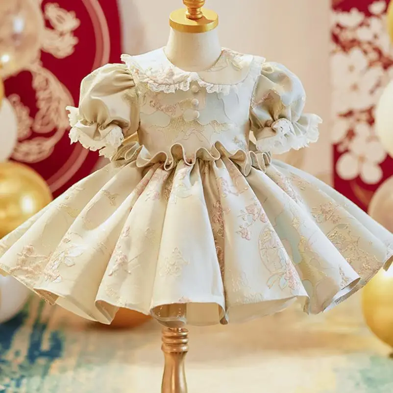 High-End Children's Baptism Princess Evening Gown Bow Lace Print Design Wedding Birthday Party Girls Dresses For Eid A2535 
High-End Children's Baptism Princess Evening Gown Bow Lace Print Design Wedding Birthday Party Girls Dresses For Eid A2535