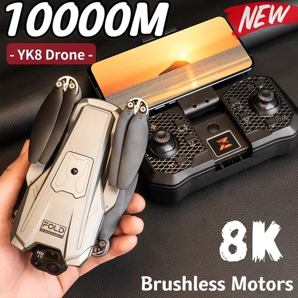 

New YK8 Drone 8K Professinal HD Camera Wide Angle 5G WIFI Optical Flow Obstacle Avoidance Brushless Motor Quadcopter RC 10000M