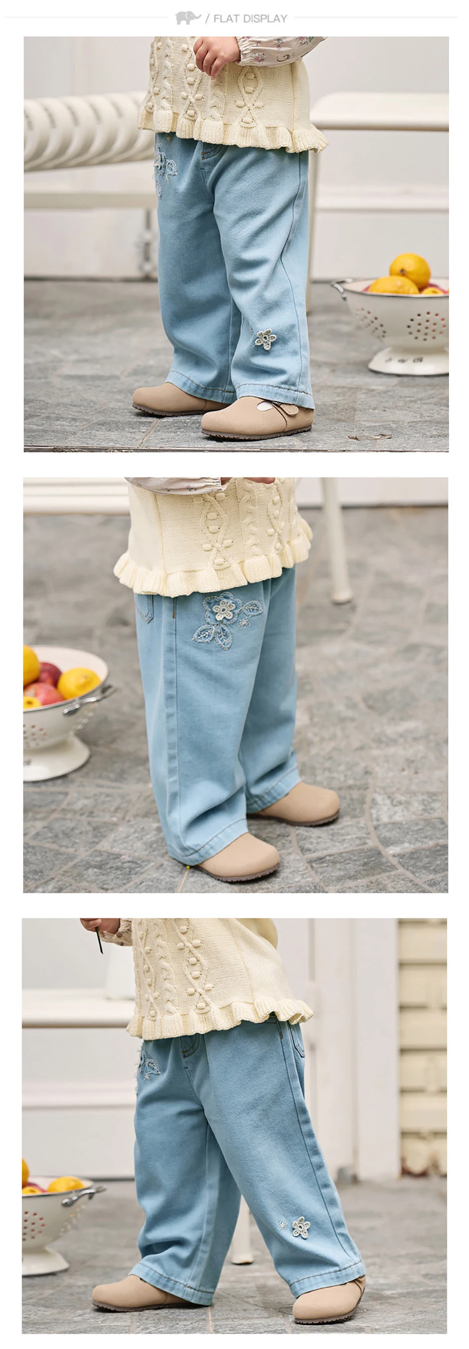 بنطلون جينز للأطفال من ديف بيلا، ملابس بنات للخريف والربيع، بنطلون كاجوال عصري للأطفال من القطن الدنيم المرن DB1260317 بنطلون جينز للأطفال من ديف بيلا، ملابس بنات للخريف والربيع، بنطلون كاجوال عصري للأطفال من القطن الدنيم المرن DB1260317